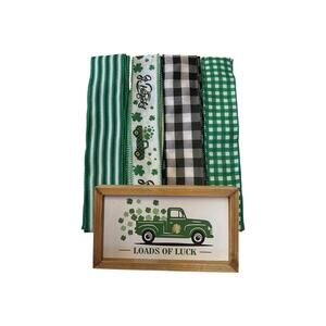 Shamrock Truck Saint Patrick’s Day Sign Ribbon Bundle Set, DIY Wreath Making Kit
